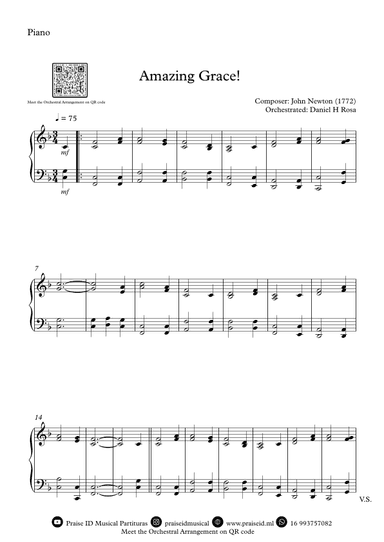 Amazing Grace How Sweet the sound - Easy Piano (arr. Daniel H Rosa)