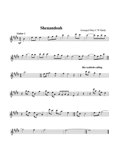 Shenandoah, for three guitars (Individual parts) (arr. Mary C W Hardy)