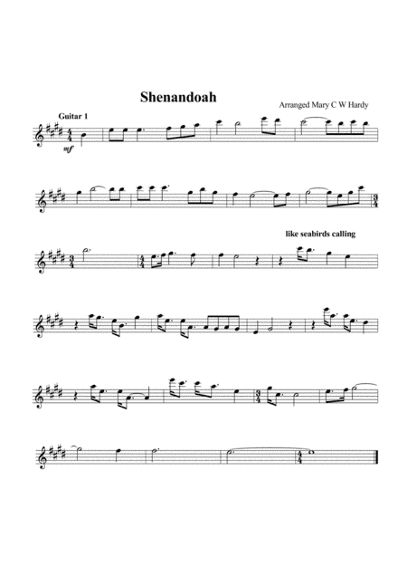 Shenandoah, for three guitars (Individual parts) (arr. Mary C W Hardy)