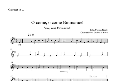 O come, o come Emmanuel - Veni, veni Emmanuel - Christmas Carol - C Clarinet (arr. Daniel H Rosa)