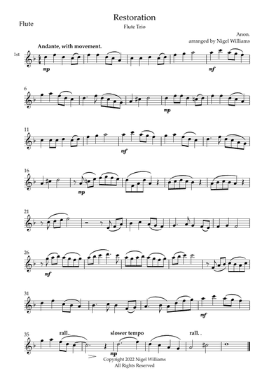 Restoration, for Flute Trio (arr. Nigel Williams)