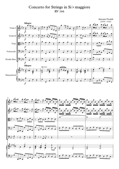 Concerto for Strings in Si b maggiore RV 166