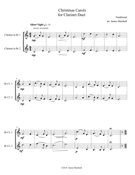 Christmas Carols for Clarinet Duet (arr. James Marshall)