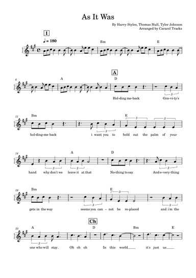 As It Was (arr. Caracol Tracks)