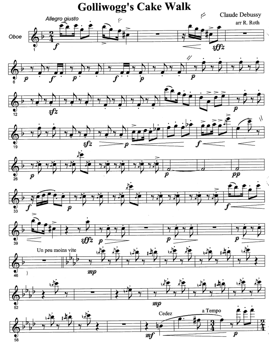 Debussy 1908 Children's Corner Golliwogg's Cake Walk Mixed Trio (arr. R G Roth)