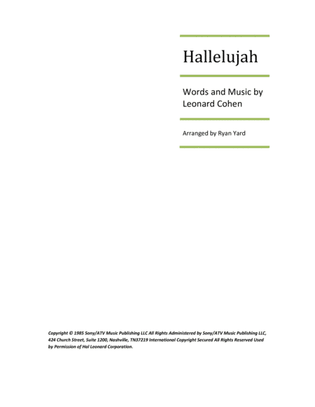 Hallelujah (arr. Ryan Yard)