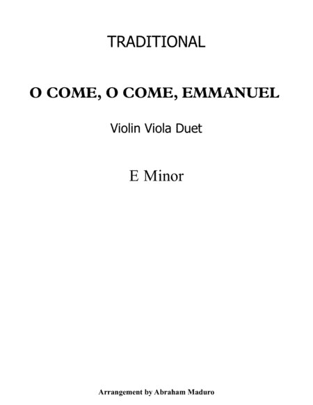 O Come, O Come, Emmanuel Violin Viola Duet-Score and Parts (arr. Abraham Maduro)