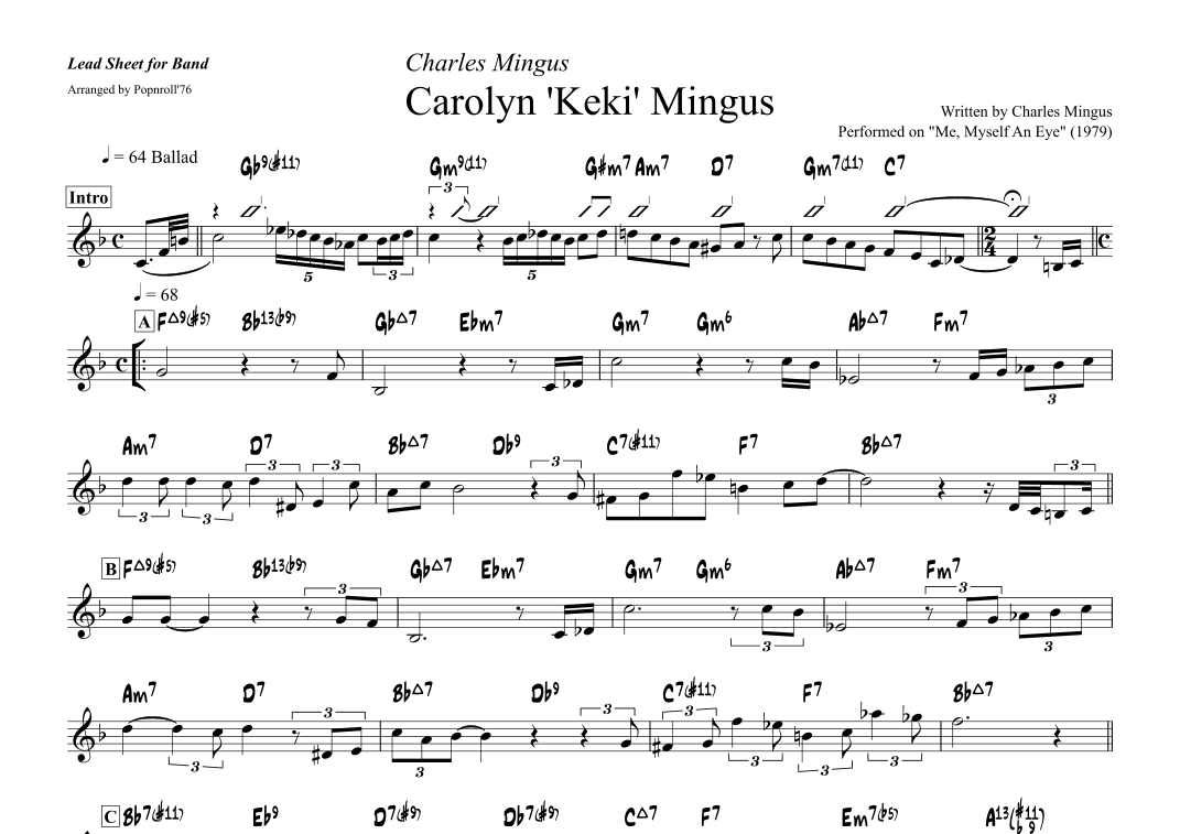 Carolyn Keki Mingus (arr. Popnroll 1976)