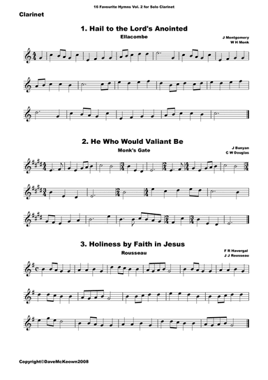 16 Favourite Hymns Vol.2 for solo Clarinet (arr. David McKeown)