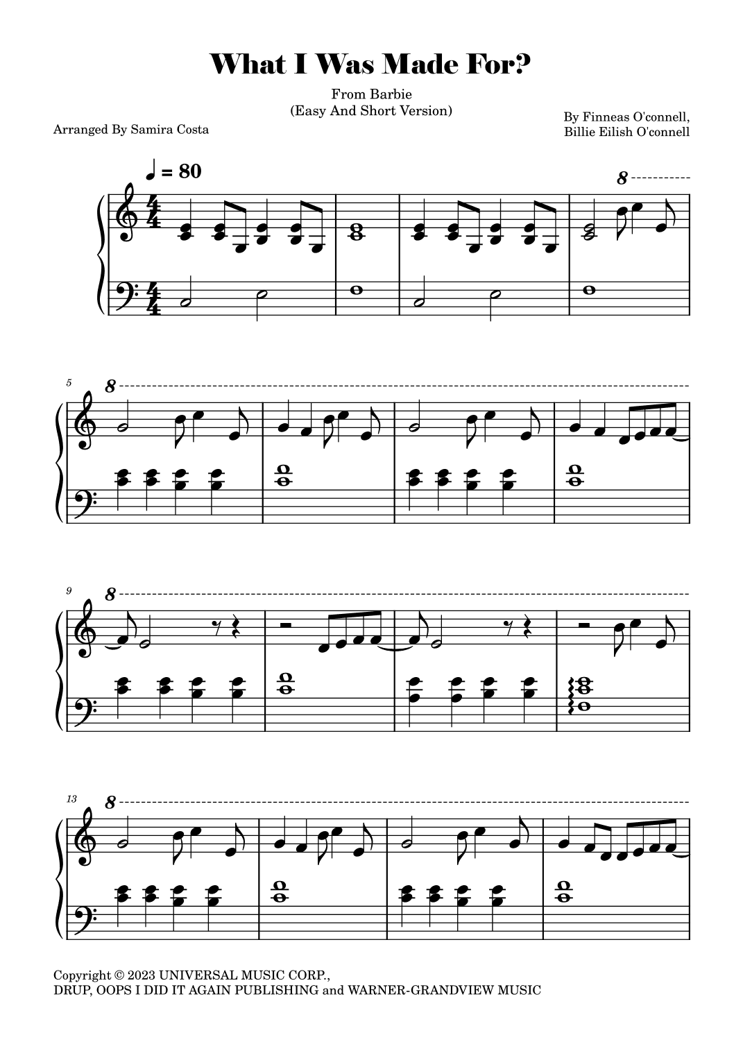 What Was I Made For? (arr. Samira Costa)