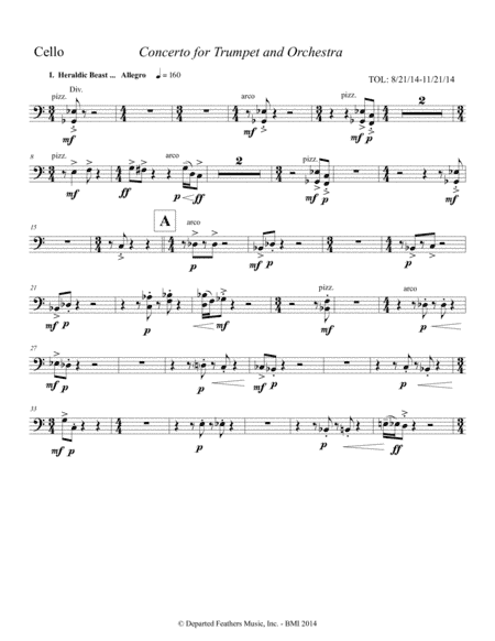 Concerto for Trumpet and Orchestra (2011) Cello part
