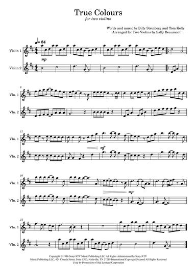 True Colors (arr. Sally Beaumont)
