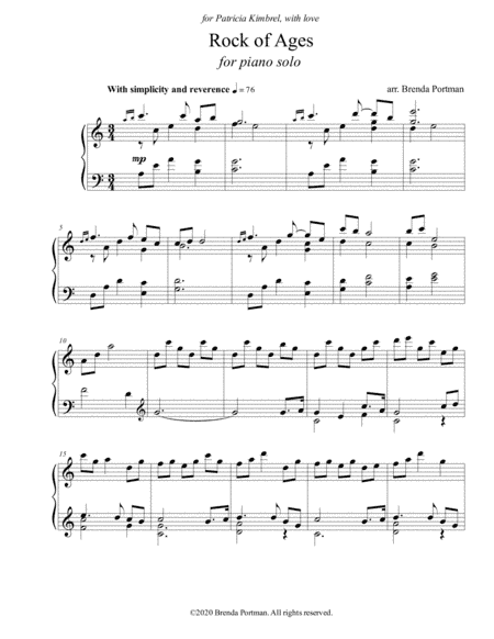 Rock of Ages (piano solo), arr. Brenda Portman (arr. Brenda Portman)