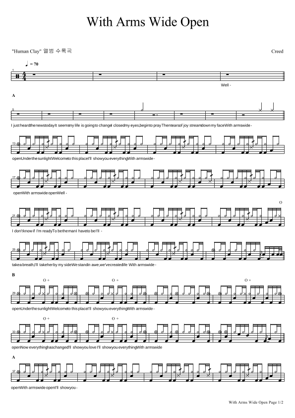 With Arms Wide Open (arr. COPYDRUM)