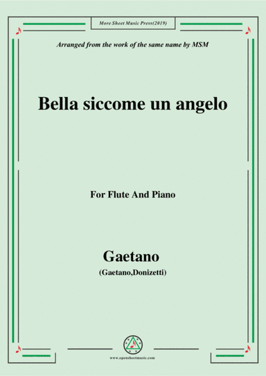 Gaetano-Bella siccome un angelo, for Flute and Piano (arr. MSM)