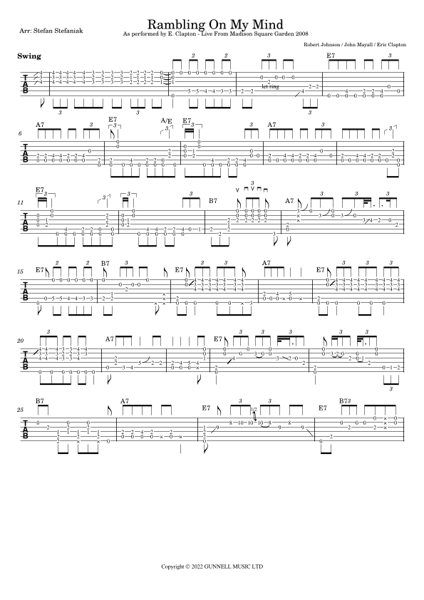 Rambling On My Mind (arr. Stefan Stefaniak)