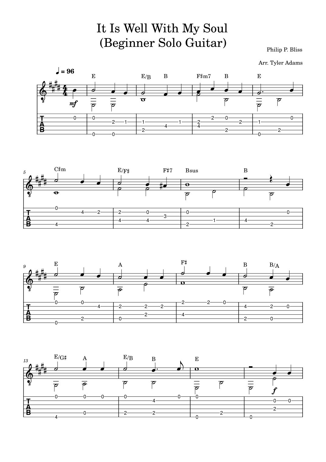It Is Well With My Soul (Beginner Solo Guitar) (arr. Tyler Adams)
