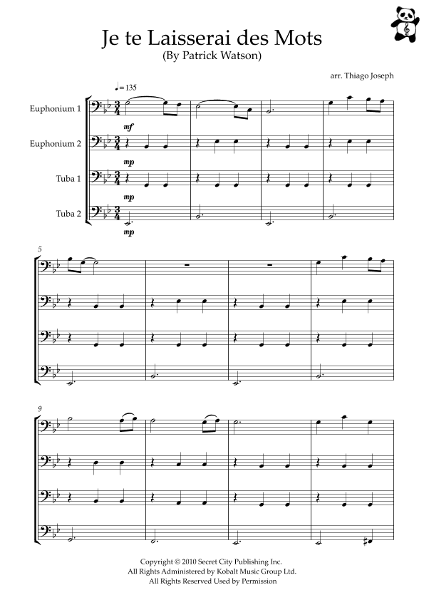 Je Te Laisserai Des Mots (arr. Thiago Joseph)