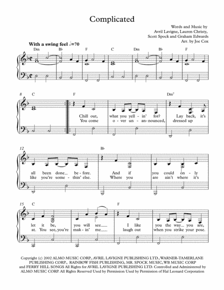 Complicated (arr. Joe Cox)