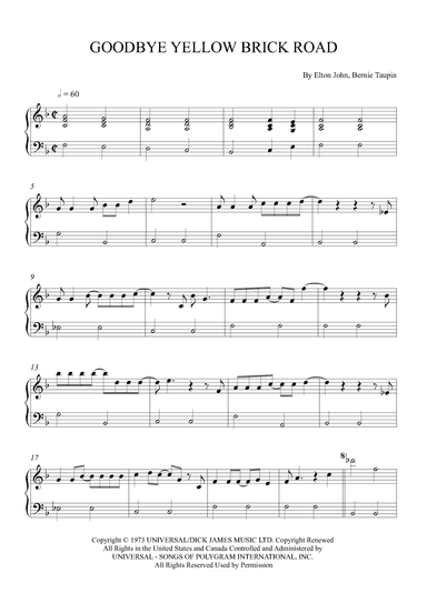 Goodbye Yellow Brick Road (arr. Alex Nunes Rodrigues)