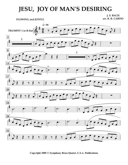 Easter Music - 2. JESU, Joy of Man's Desiring (Trumpet 1) [same arrangement as in collection titled (arr. R.R.Cardo)