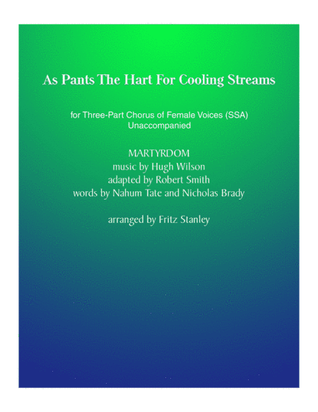 As Pants The Hart For Cooling Streams - SSA A Cappella (arr. Fritz Stanley)