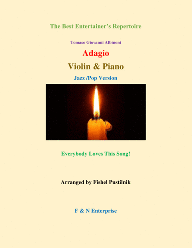 "Adagio" by Albinoni-Piano Background for Violin and Piano (arr. Fishel Pustilnik)