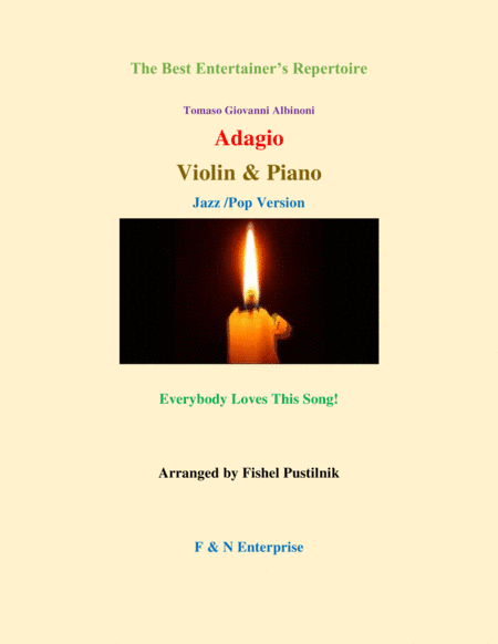 "Adagio" by Albinoni-Piano Background for Violin and Piano (arr. Fishel Pustilnik)