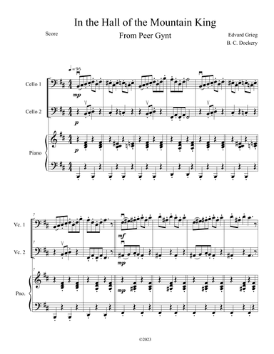 In the Hall of the Mountain King (Cello Duet with Piano Accompaniment) (arr. B. C. Dockery)