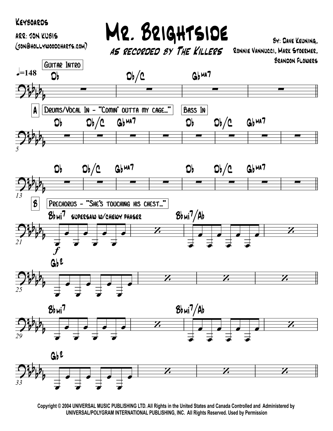 Mr. Brightside (arr. Jon Kubis)