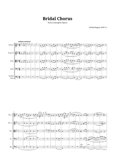 Bridal Chorus by Wagner for String Quintet (arr. Langanho)