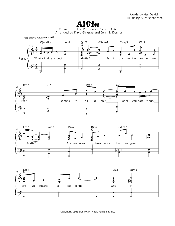 Alfie (arr. Dave Gingras and John E. Dosher)