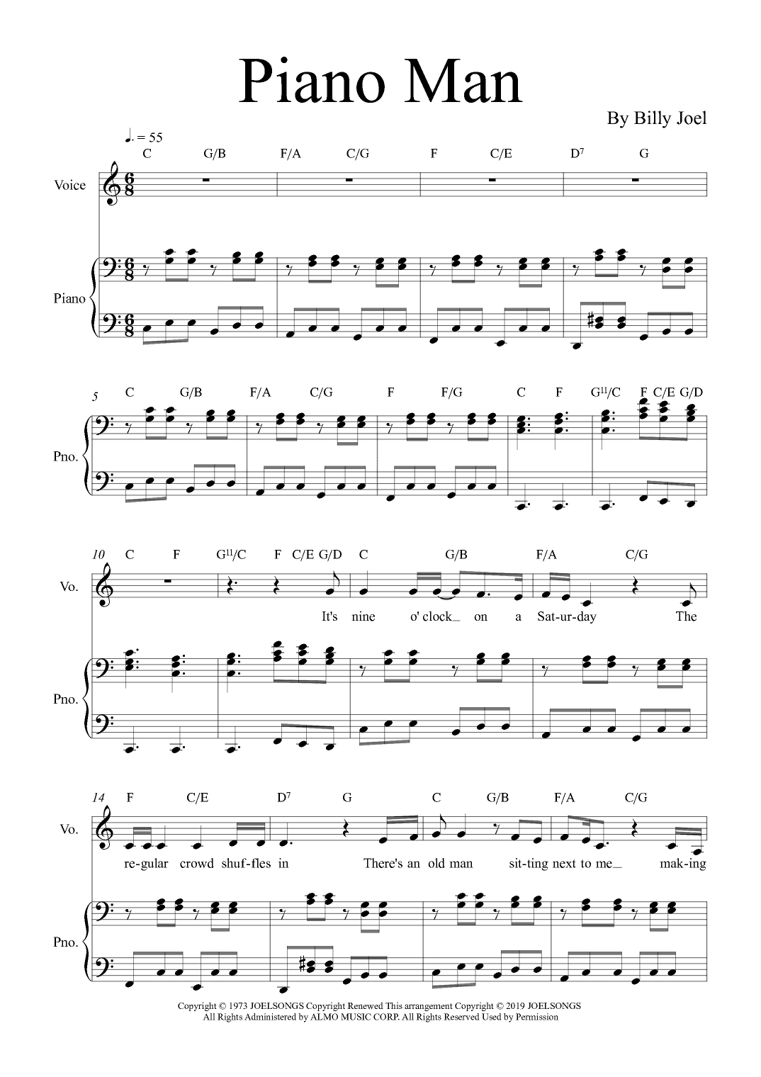 Piano Man (arr. Golden Skull Editions)