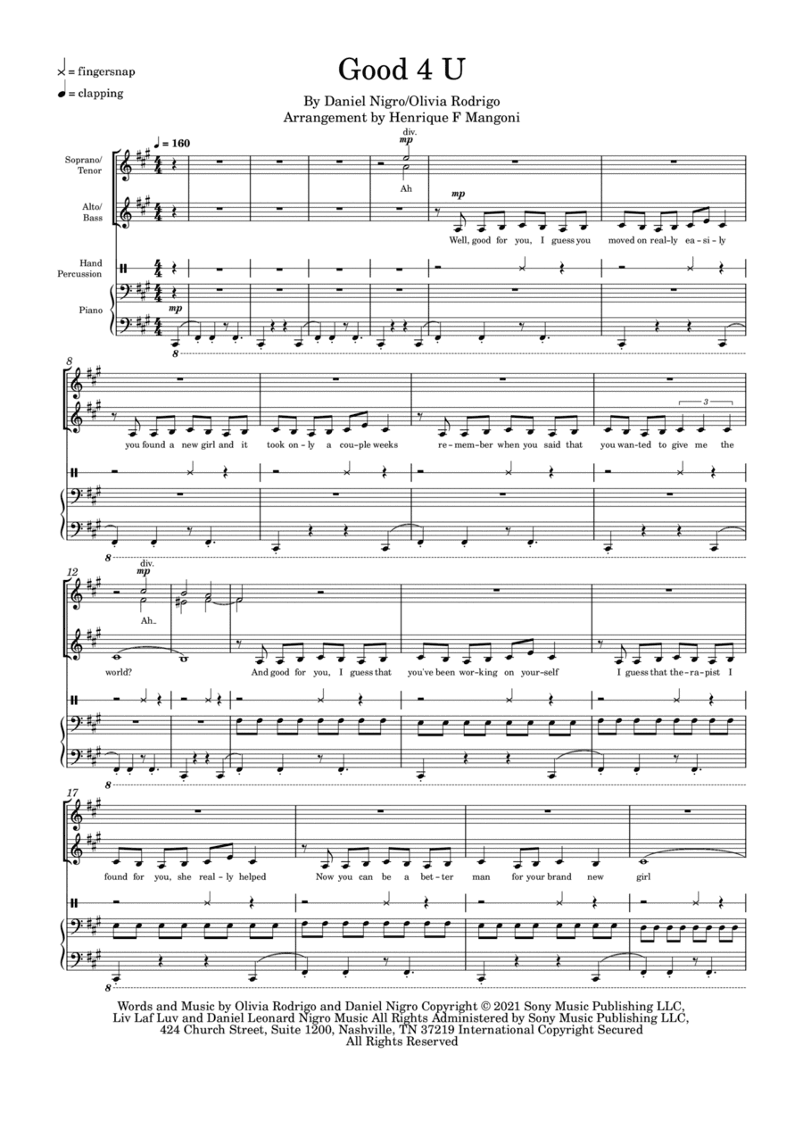 Good 4 U (arr. Henrique F Mangoni)