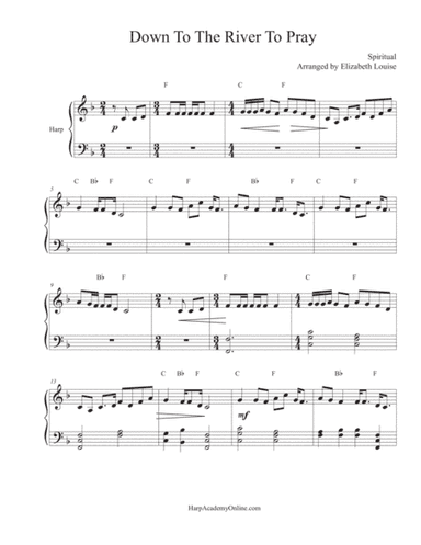 Down to the River to Pray (lever/pedal harp) (arr. Elizabeth Louise)