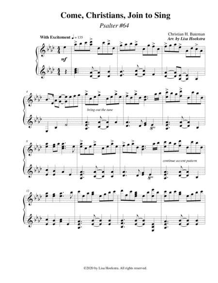 Come, Christians, Join to Sing (Psalter #64) (arr. Lisa Hoekstra)