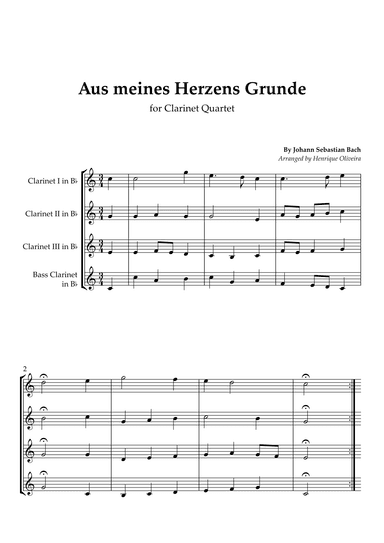 Bach's Choral - "Aus meines Herzens Grunde" (Clarinet Quartet) (arr. Henrique Oliveira)