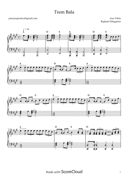 Trem Bala - Ana Vilela - Arranjo de Piano na Pratica (arr. Raphael Mingattos - Piano na Pratica)