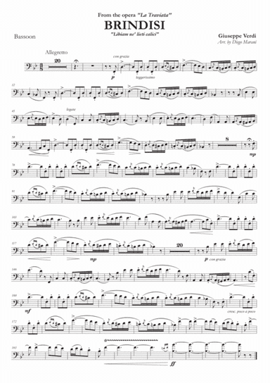 Brindisi from "La Traviata" for Bassoon and Piano (arr. Diego Marani)