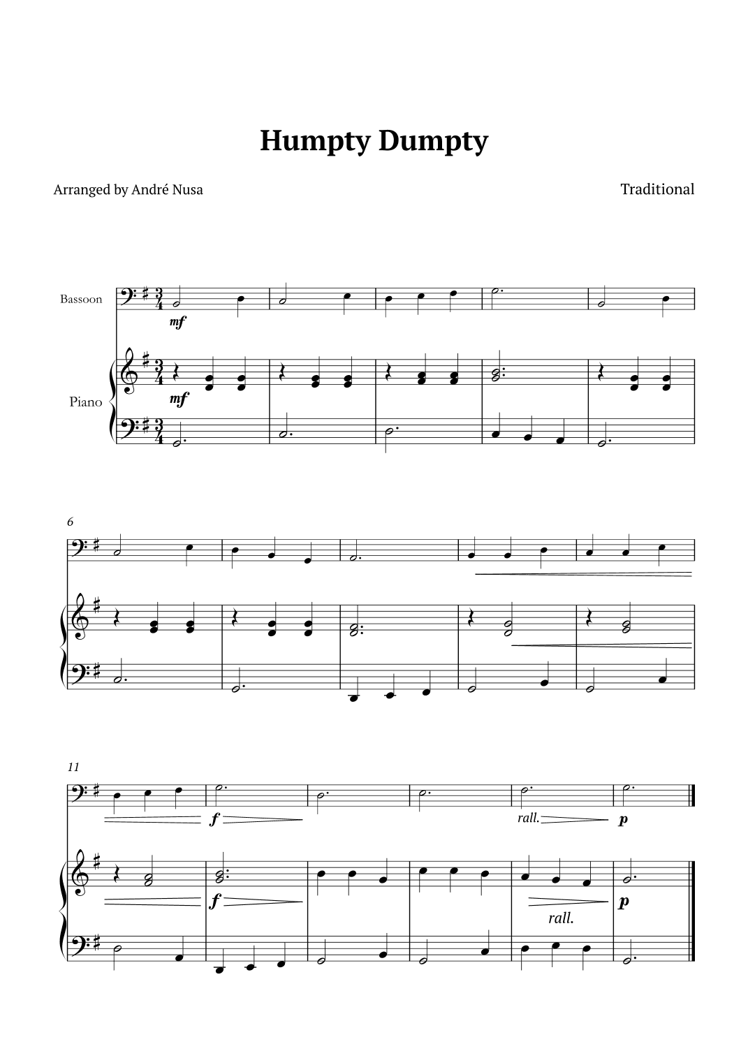 Humpty Dumpty (arr. André Nusa)