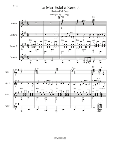 La Mar Estaba Serena Guitar Quartet & Voice (arr. Justin Craig)
