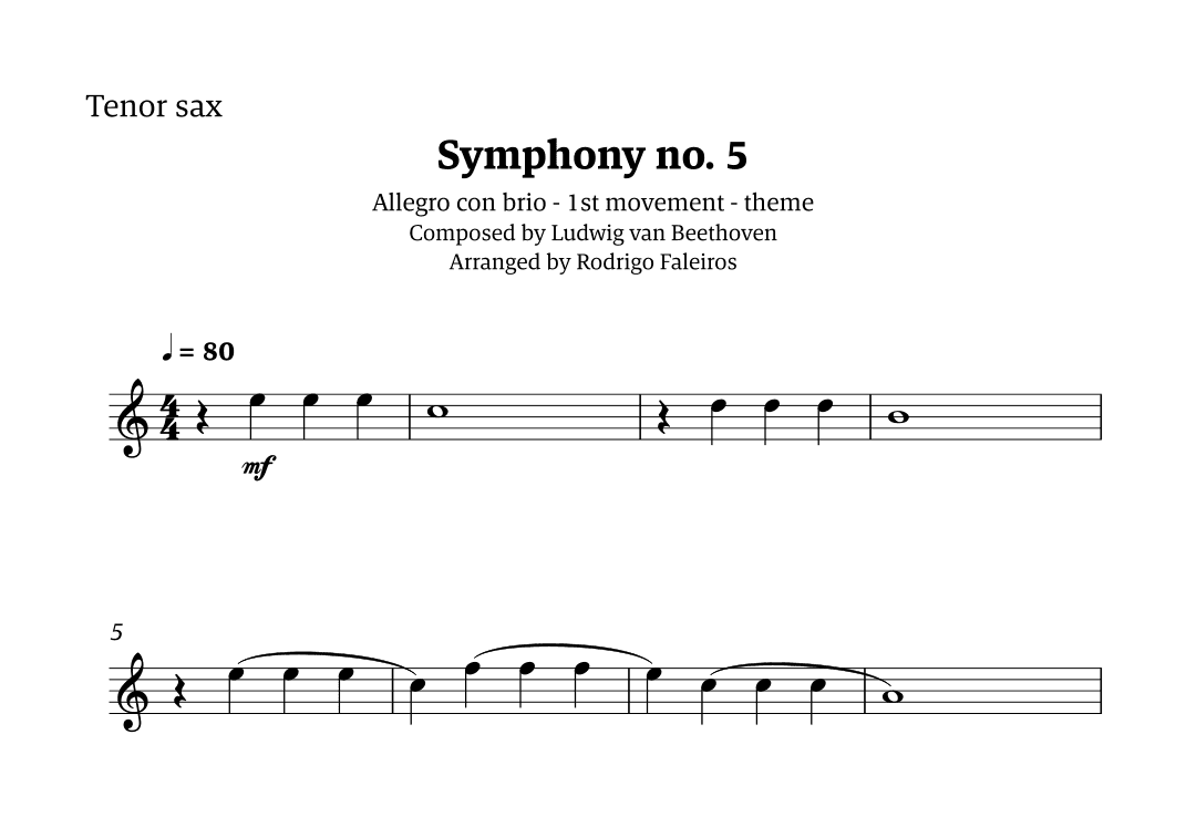 Symphony no. 5 - 1st movement (theme) (arr. Rodrigo Faleiros)