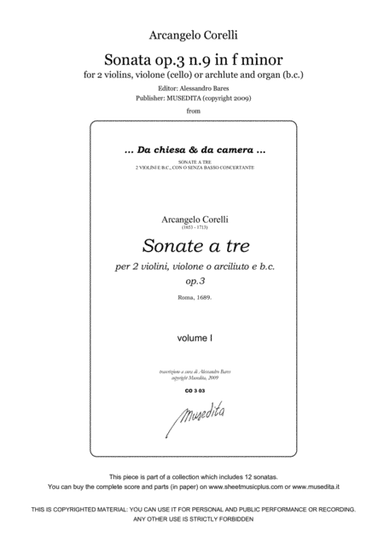 Corelli, Sonata op.3 n.9 in f minor (arr. Alessandro Bares)