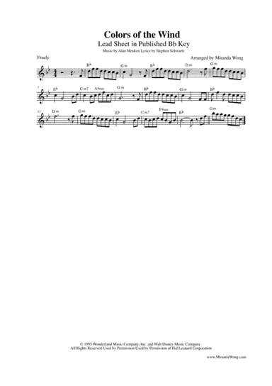 Colors Of The Wind (arr. Miranda Wong)