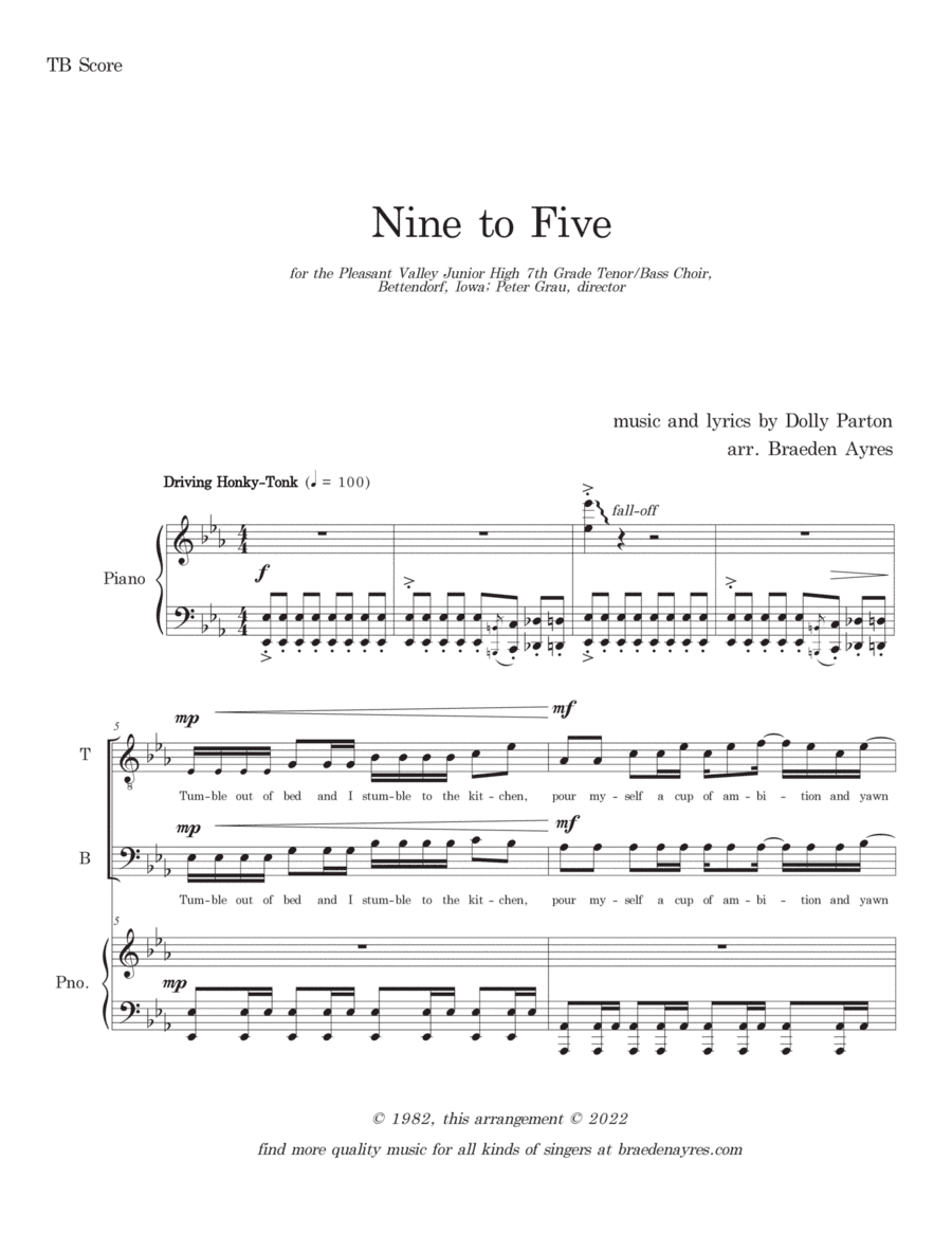 Nine To Five (arr. Braeden Ayres)