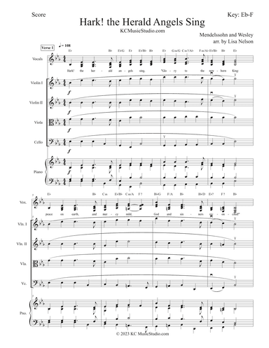 Hark! the Herald Angels Sing for Vocals, String Quartet and Piano (arr. Lisa Nelson)