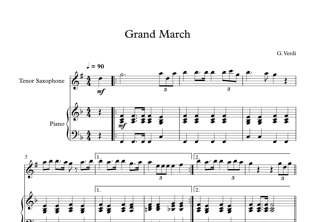 Grand March (Aida) - Giuseppe Verdi (Tenor Sax + Piano) (arr. Digital Book Music)