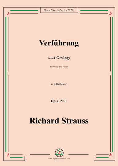 Richard Strauss-Verführung,in E flat Major,Op.33 No.1 (arr. OSM Press)