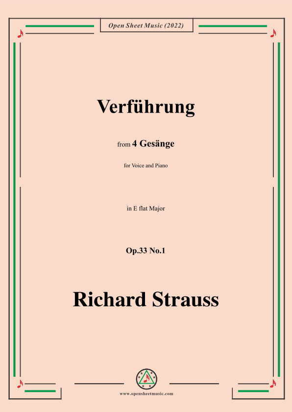 Richard Strauss-Verführung,in E flat Major,Op.33 No.1 (arr. OSM Press)