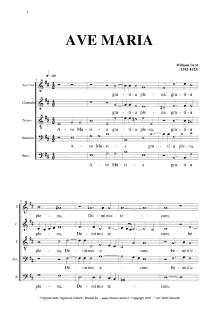 AVE MARIA - W. BYRD - For SATBarB Choir